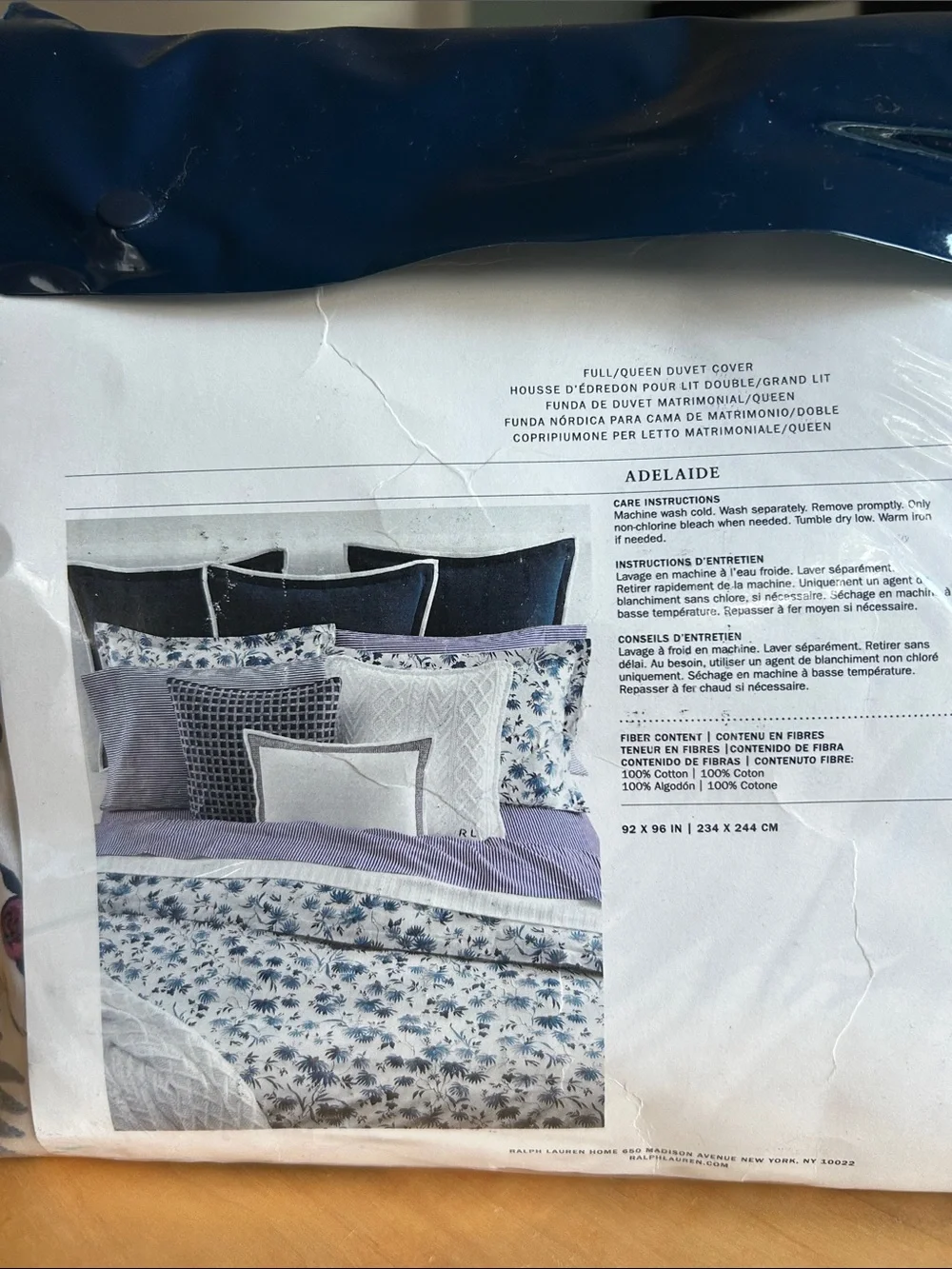 Ralph Lauren ADELAIDE Floral Blue Full Queen Duvet Cover 100% Cotton NWT $355